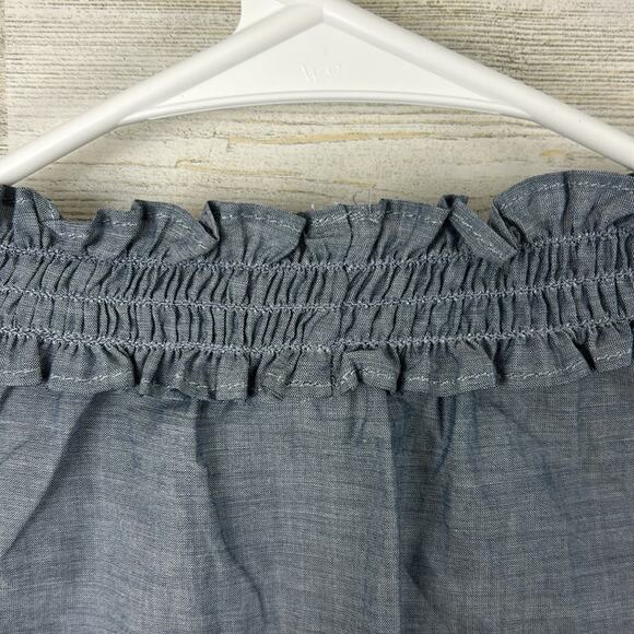 Gap Women’s S Blue Lightweight Boho Ruffle Collar Long Sleeve Blouse NWT - Picture 7 of 7